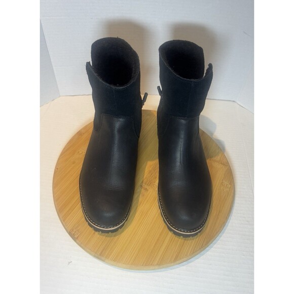 L.L. Bean Women’s Black Rugged Cozy Mid Slip On Suede Ankle Vibram Boot Size 8M - Picture 4 of 9